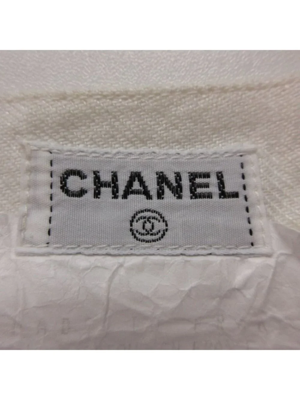 Chanel Shorts Linen 100% Gold Button CC Logo 2 Tuck White 24